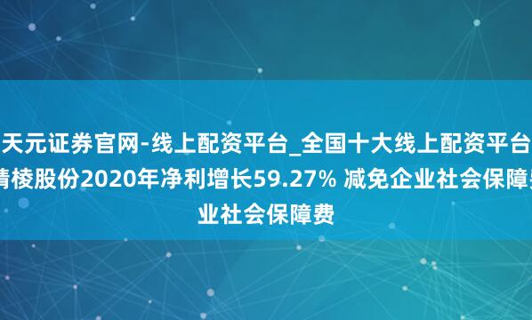 天元证券官网-线上配资平台_全国十大线上配资平台 精棱股份2020年净利增长59.27% 减免企业社会保障费